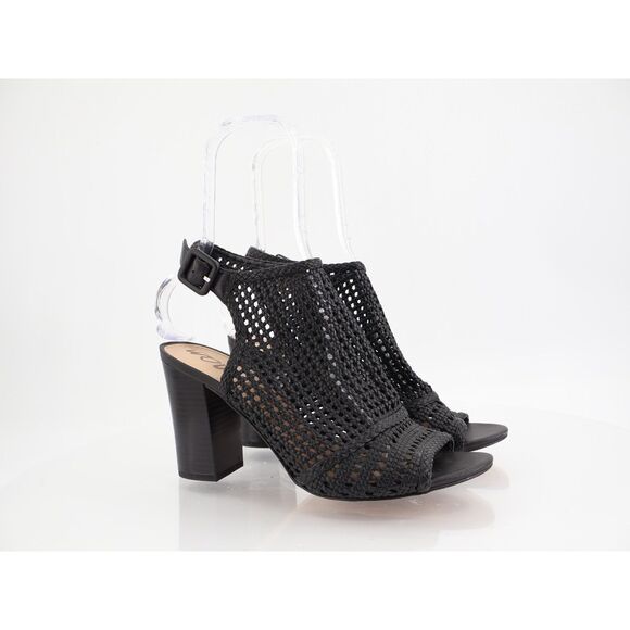 Sam Edelman Women's Evie Sandal Size 9 Block Heel Ankle Strap Black Leather - Picture 1 of 12